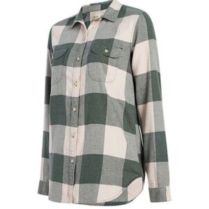 Woolrich 100% Organic Cotton Plaid Flannel Button Down Green/Pink Size Small